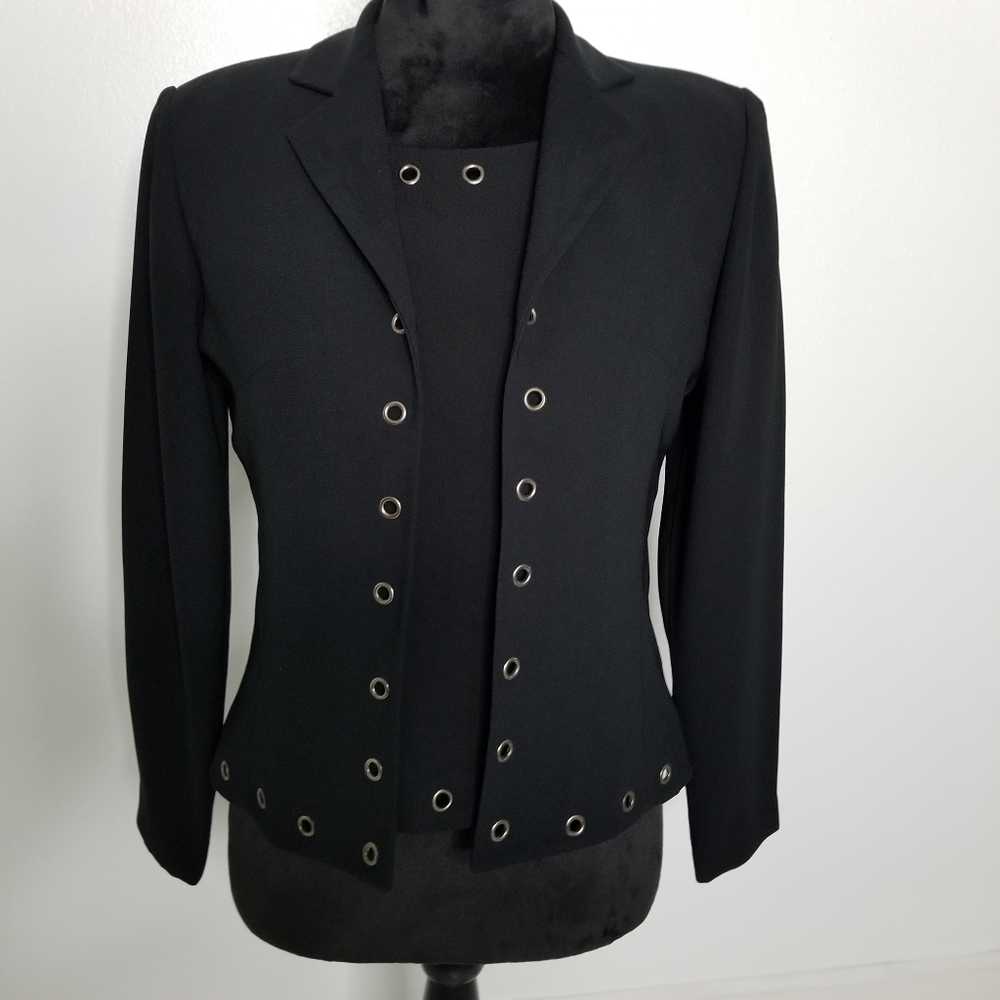Adrianna Papell Black 3 Piece Eyelet Pant Suit